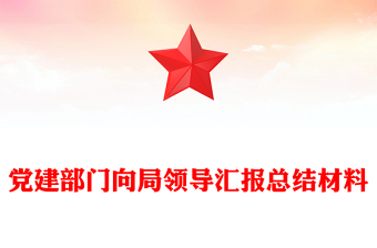 党建部门向局领导汇报总结材料