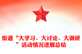 街道“大学习、大讨论、大调研”活动情况进展总结