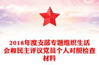 2018年度支部专题组织生活会和民主评议党员个人对照检查材料
