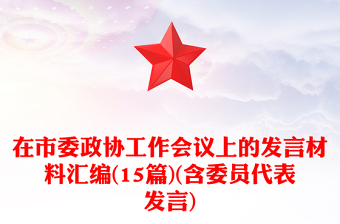 在市委政协工作会议上的发言材料汇编(15篇)(含委员代表发言)