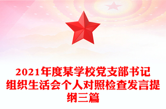 2021年度某学校党支部书记组织生活会个人对照检查发言提纲三篇