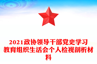 2021政协领导干部党史学习教育组织生活会个人检视剖析材料