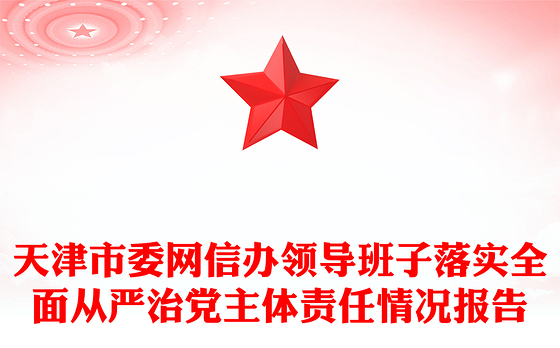 天津市委网信办领导班子落实全面从严治党主体责任情况报告