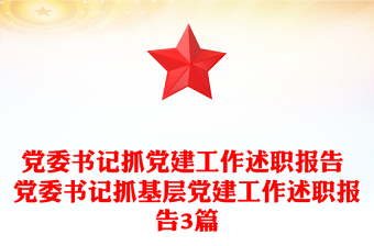 党委书记抓党建工作述职报告 党委书记抓基层党建工作述职报告3篇