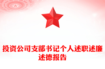 投资公司支部书记个人述职述廉述德报告