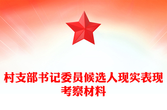 村支部书记委员候选人现实表现考察材料