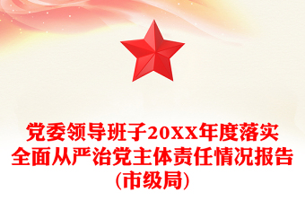 党委领导班子20XX年度落实全面从严治党主体责任情况报告(市级局)