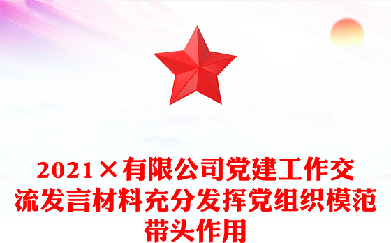 2021×有限公司党建工作交流发言材料充分发挥党组织模范带头作用