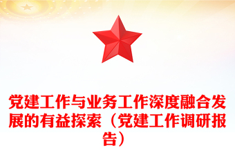 党建工作与业务工作深度融合发展的有益探索（党建工作调研报告）