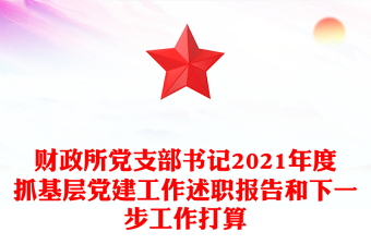 财政所党支部书记2021年度抓基层党建工作述职报告和下一步工作打算