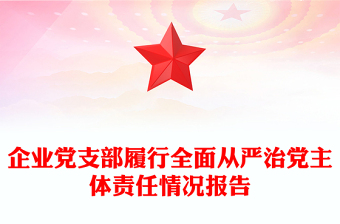 企业党支部履行全面从严治党主体责任情况报告