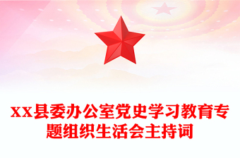 XX县委办公室党史学习教育专题组织生活会主持词