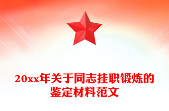 20xx年关于同志挂职锻炼的鉴定材料范文