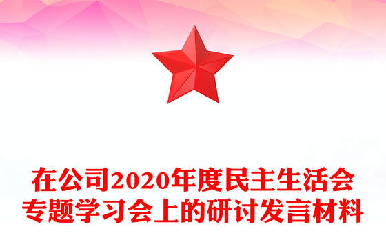 在公司2020年度民主生活会专题学习会上的研讨发言材料