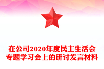 在公司2020年度民主生活会专题学习会上的研讨发言材料
