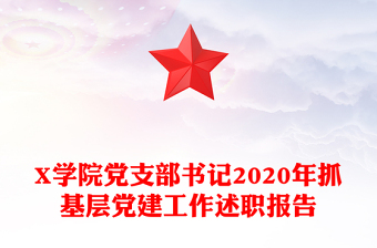 X学院党支部书记2020年抓基层党建工作述职报告