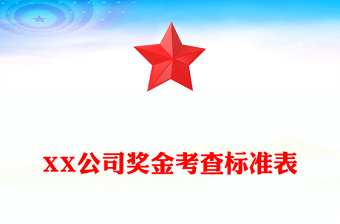 XX公司奖金考查标准表