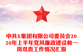 中共X集团有限公司委员会2020年上半年党风廉政建设和一岗双责工作情况汇报
