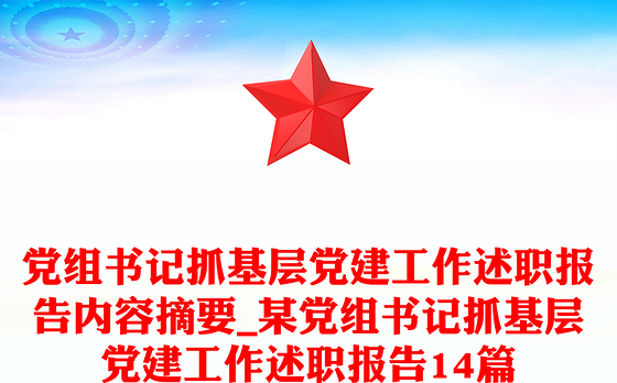 党组书记抓基层党建工作述职报告内容摘要_某党组书记抓基层党建工作述职报告14篇