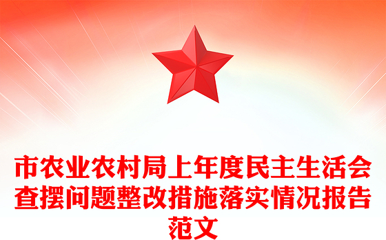 市农业农村局上年度民主生活会查摆问题整改措施落实情况报告范文