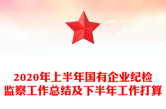 2020年上半年国有企业纪检监察工作总结及下半年工作打算