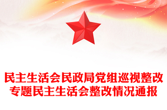 民主生活会民政局党组巡视整改专题民主生活会整改情况通报