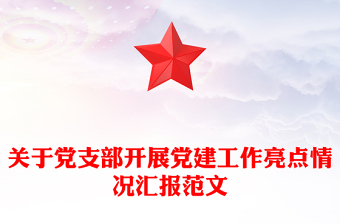 关于党支部开展党建工作亮点情况汇报范文