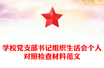 2021年学校党支部书记组织生活会个人对照检查材料范文
