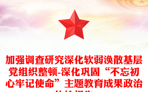 加强调查研究深化软弱涣散基层党组织整顿-深化巩固“不忘初心牢记使命”主题教育成果政治体检报告