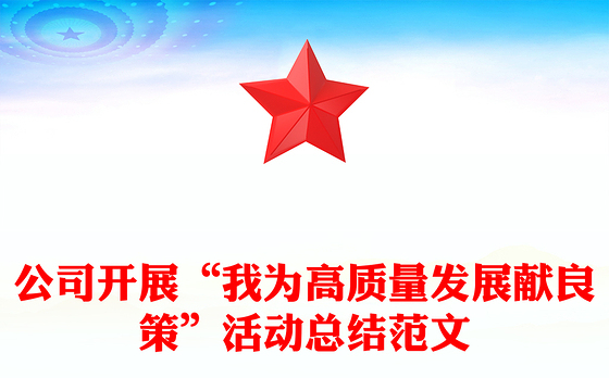 公司开展“我为高质量发展献良策”活动总结范文