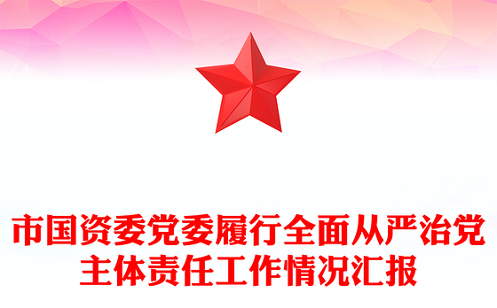 市国资委党委履行全面从严治党主体责任工作情况汇报