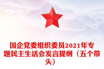 国企党委组织委员2021年专题民主生活会发言提纲（五个带头）