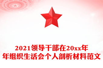 2021领导干部在20xx年年组织生活会个人剖析材料范文