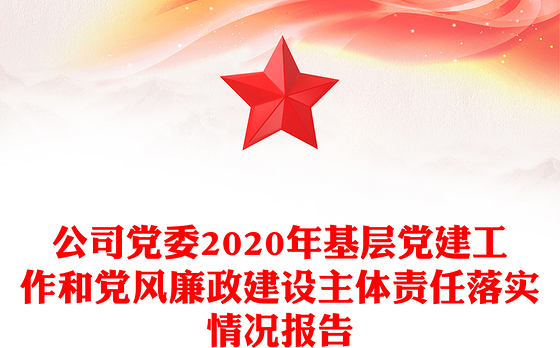 公司党委2020年基层党建工作和党风廉政建设主体责任落实情况报告