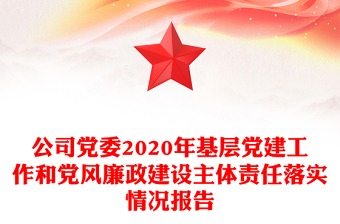 公司党委2020年基层党建工作和党风廉政建设主体责任落实情况报告