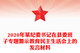 2020年某纪委书记在县委班子专题警示教育民主生活会上的发言材料
