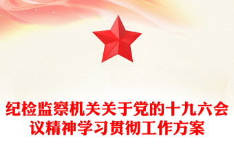 纪检监察机关关于党的十九六会议精神学习贯彻工作方案
