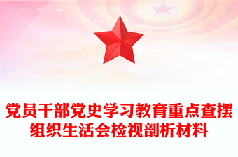 党员干部党史学习教育重点查摆组织生活会检视剖析材料