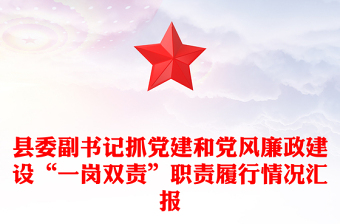 县委副书记抓党建和党风廉政建设“一岗双责”职责履行情况汇报