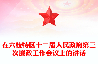 在六枝特区十二届人民政府第三次廉政工作会议上的讲话