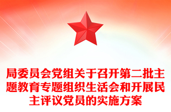 局委员会党组关于召开第二批主题教育专题组织生活会和开展民主评议党员的实施方案
