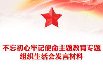不忘初心牢记使命主题教育专题组织生活会发言材料