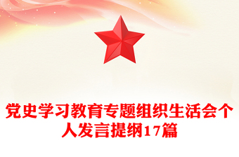 党史学习教育专题组织生活会个人发言提纲17篇