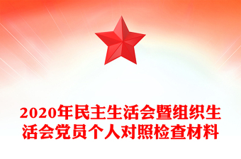 2020年民主生活会暨组织生活会党员个人对照检查材料