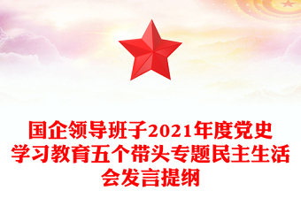 国企领导班子2021年度党史学习教育五个带头专题民主生活会发言提纲
