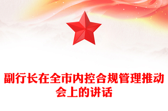 副行长在全市内控合规管理推动会上的讲话