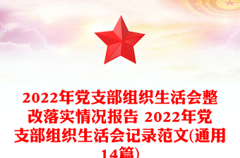 2022年党支部组织生活会整改落实情况报告 2022年党支部组织生活会记录范文(通用14篇)