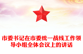 市委书记在市委统一战线工作领导小组全体会议上的讲话