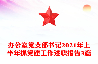 办公室党支部书记2021年上半年抓党建工作述职报告3篇