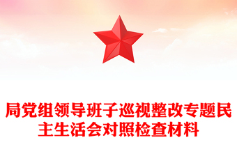 局党组领导班子巡视整改专题民主生活会对照检查材料